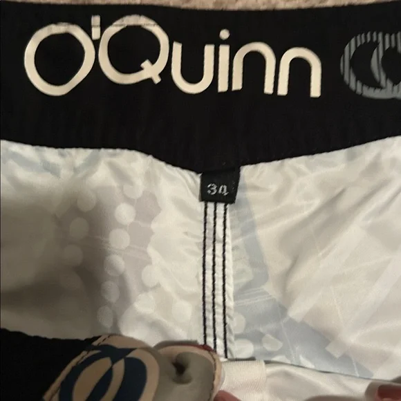 Quinn Men's Geometric Swim Shorts - Beige and Red - Picture 2 of 3